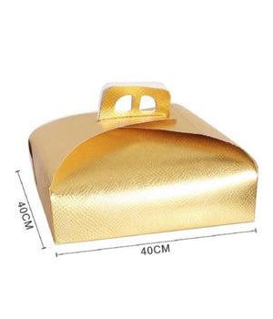 Set 3pz Scatola Porta Torta Oro 40x40 Cm Per Dolci Paste Pasticceria Festa 58010         