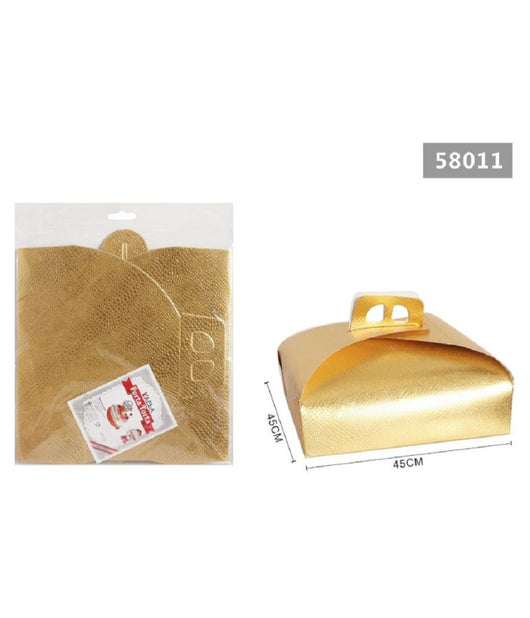 Set 3pz Scatola Porta Torta Oro 45x45 Cm Per Dolci Paste Pasticceria Festa 58011         