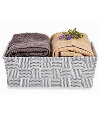 Set 3pz Scatola Portaoggetti Tessuto Intrecciato Contenitori Grigio Chiaro 79054         