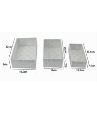 Set 3pz Scatola Portaoggetti Tessuto Intrecciato Contenitori Grigio Chiaro 79054         