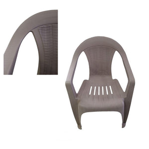 Trade Shop - Set 3pz Sedia In Plastica Con Braccioli Tortora Monoblocco Impilabile 53x43x78cm 035969 -