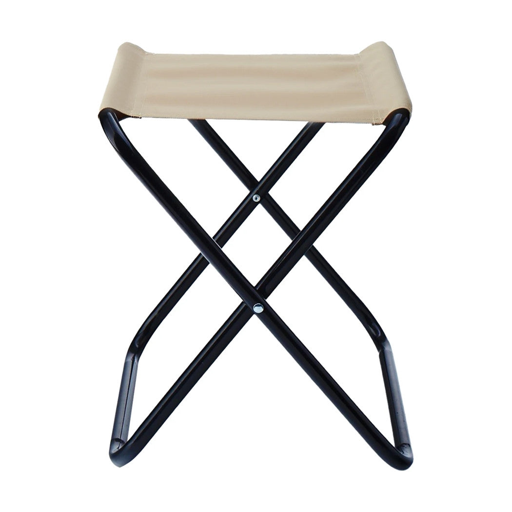 Trade Shop - Set 3pz Sgabello Pieghevole In Metallo Tessuto Per Campeggio Pesca Spiaggia Mare 020228 -        