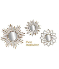 Set 3pz Specchi Da Parete Decorativi Bianco Oro 25/35cm Specchio Plastica 823923         
