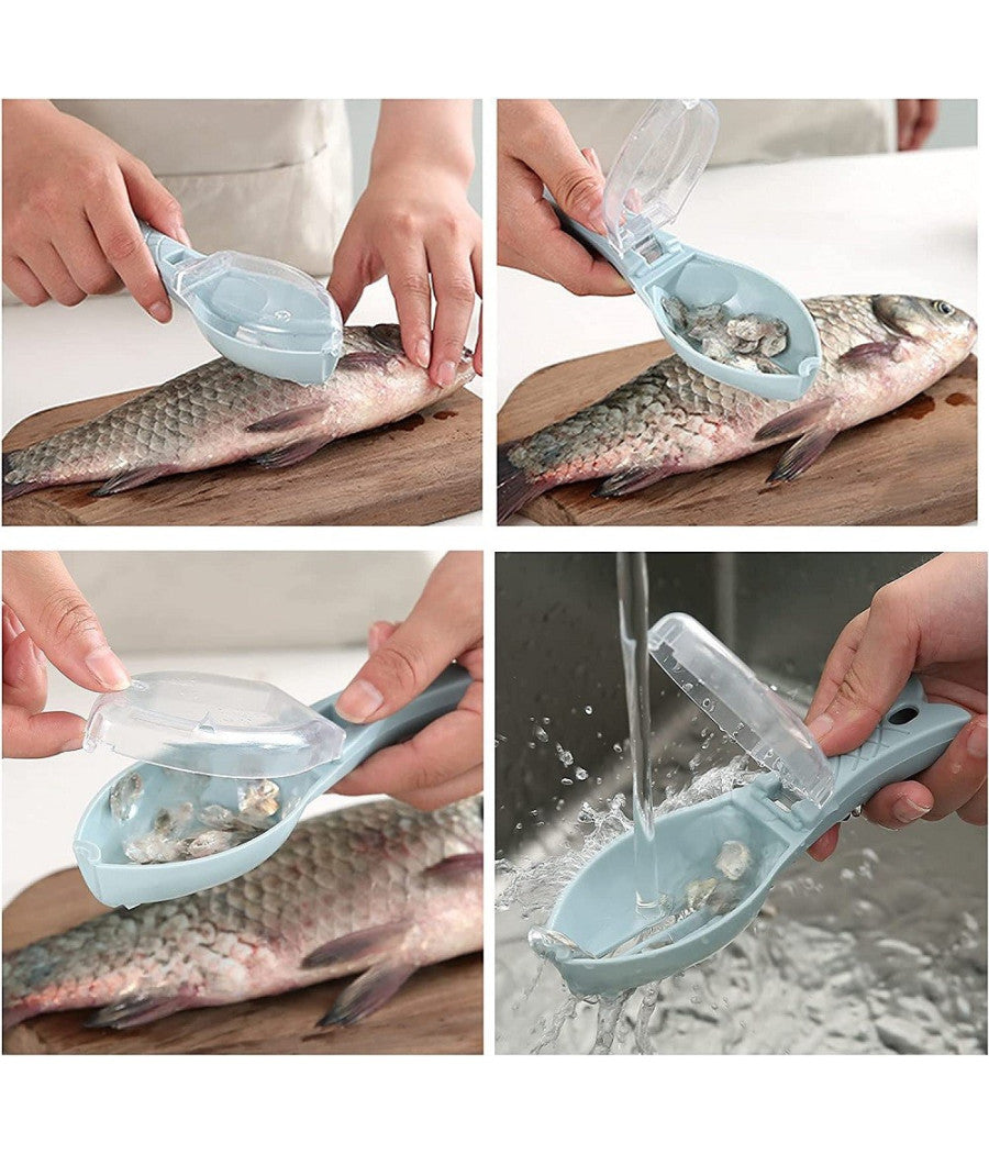 Set 3pz Squamatore Pesci Raschietto Plastica Squame Pesce Casa Cucina Ristorante         