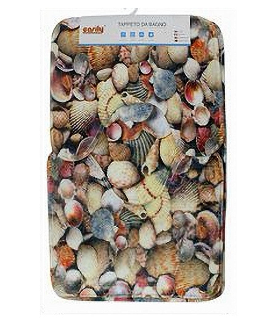 Set 3pz Tappeto Tappetini Tessuto Arredo Bagno Antiscivolo Fantasia Marina 79444         