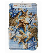 Set 3pz Tappeto Tappetini Tessuto Arredo Bagno Antiscivolo Fantasia Marina 79444         