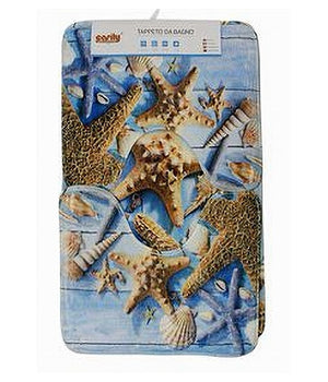 Set 3pz Tappeto Tappetini Tessuto Arredo Bagno Antiscivolo Fantasia Marina 79444         