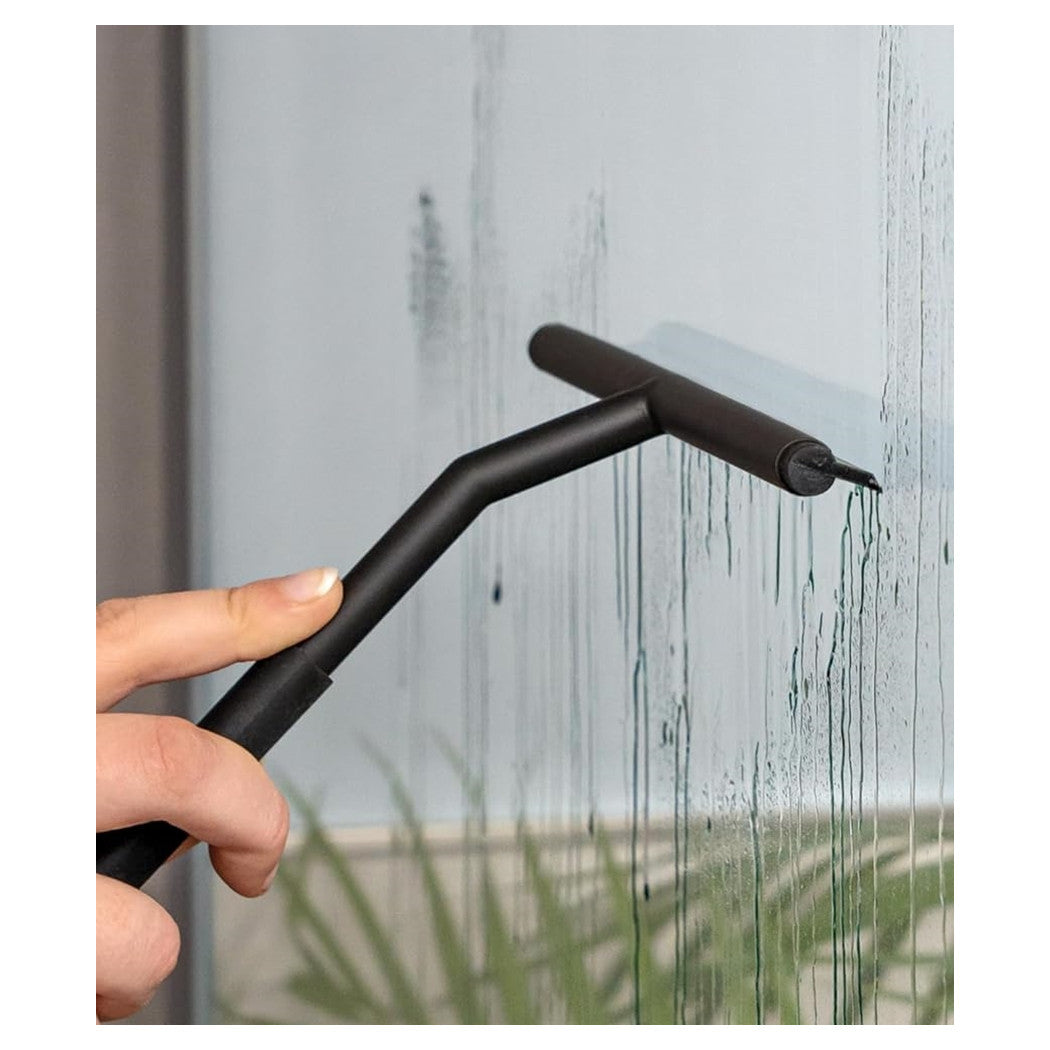 Trade Shop - Set 3pz Tergivetro Per Doccia Gancio Doppio Per Porta Box Appendino Adesivo Nero 87833         