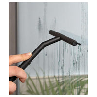 Trade Shop - Set 3pz Tergivetro Per Doccia Gancio Doppio Per Porta Box Appendino Adesivo Nero 87833         