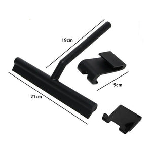 Trade Shop - Set 3pz Tergivetro Per Doccia Gancio Doppio Per Porta Box Appendino Adesivo Nero 87833         