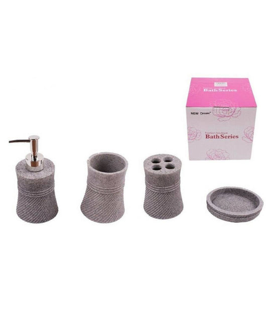 Set 4 Accessori Bagno Ss0035 In Ceramica Porta Sapone Porta Spazzolino Dispenser         
