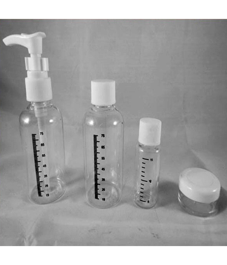 Set 4 Contenitori Con Sacchetto Check In Aereo Viaggio Creme Liquidi Travel         