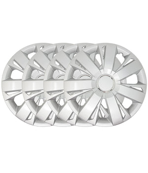 Set 4 Copricerchi Copriruota Coppa Ruota Borchie Auto Universale 15" Silver         