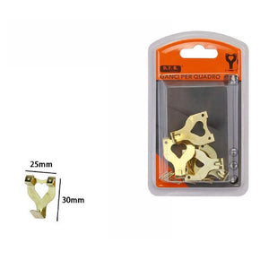 Trade Shop - Set 4 Ganci Dorati Per Quadri Quadro Cornici Appendere Parete Cuore 30x25mm 07526 -