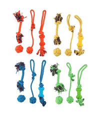Set 4 Giocattoli Cani Corda Palla Pallina Giocattolo Cane Da Masticare 4 Colori         