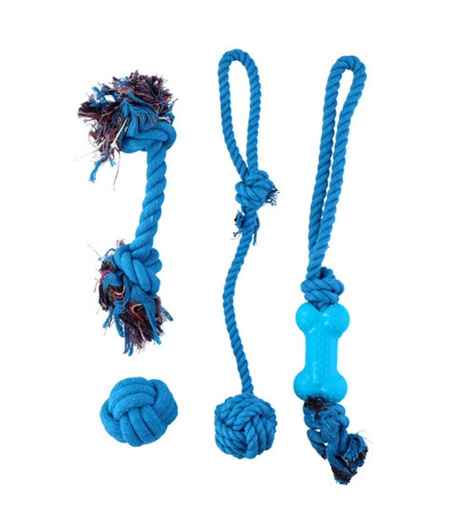 Set 4 Giocattoli Cani Corda Palla Pallina Giocattolo Cane Da Masticare 4 Colori         