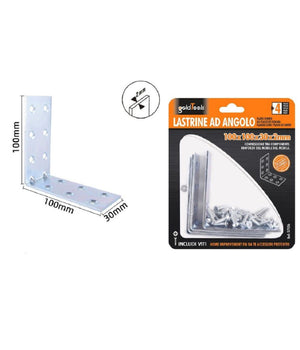 Set 4 Lastrine Lastrina Ad Angolo Angolare 100x100x30x2mm Con Viti Mobili 57126         