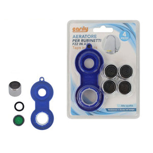 Trade Shop - Set 4 Pezzi Aeratore Per Rubinetti F22 In Abs Filtro Rompigetto Con Chiave 59034 -