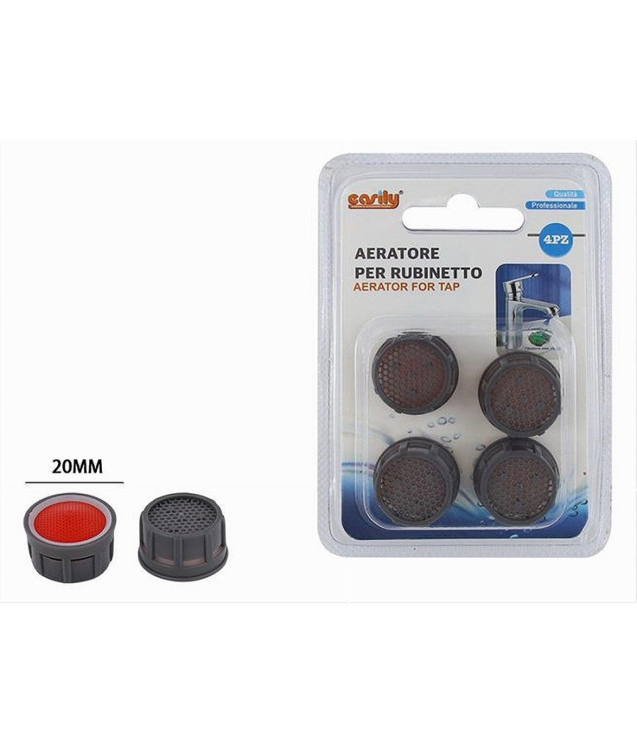 Set 4 Pezzi Aeratore Per Rubinetto Bagno Cucina M24 20mm Filtro Accessori 87993         