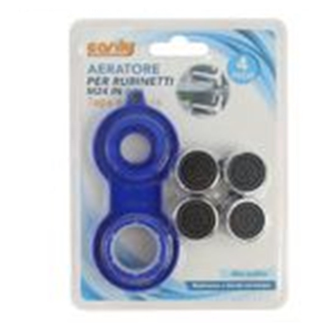 Trade Shop - Set 4 Pezzi Aeratore Per Rubinetto M24 In Abs Filtro Rompigetto Con Chiave 59033 -
