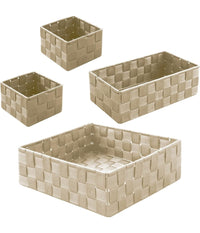 Set 4 Pezzi Contenitori Beige Scatola In Tessuto Organizer Porta Oggetti 79063         