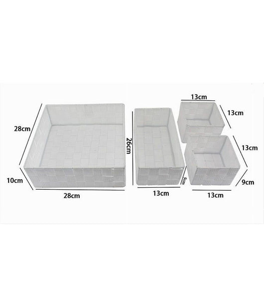 Set 4 Pezzi Contenitori Bianco Scatola In Tessuto Organizer Porta Oggetti 79061         