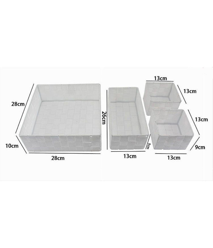 Set 4 Pezzi Contenitori Bianco Scatola In Tessuto Organizer Porta Oggetti 79061         