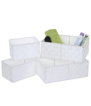 Set 4 Pezzi Contenitori Bianco Scatola In Tessuto Organizer Porta Oggetti 79061         