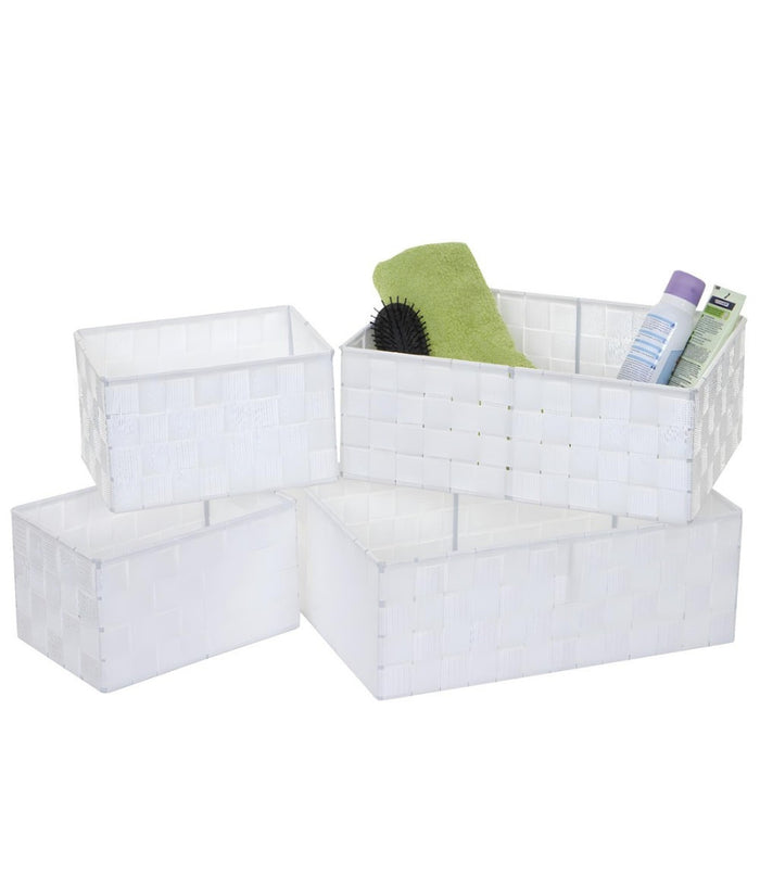 Set 4 Pezzi Contenitori Bianco Scatola In Tessuto Organizer Porta Oggetti 79061         
