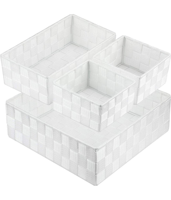 Set 4 Pezzi Contenitori Bianco Scatola In Tessuto Organizer Porta Oggetti 79061         
