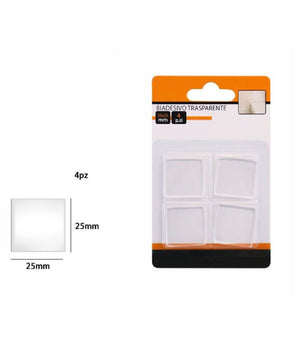 Set 4 Pezzi Gommini Biadesivo Trasparente Protezione Quadrati 25 X 25 Mm 66104         