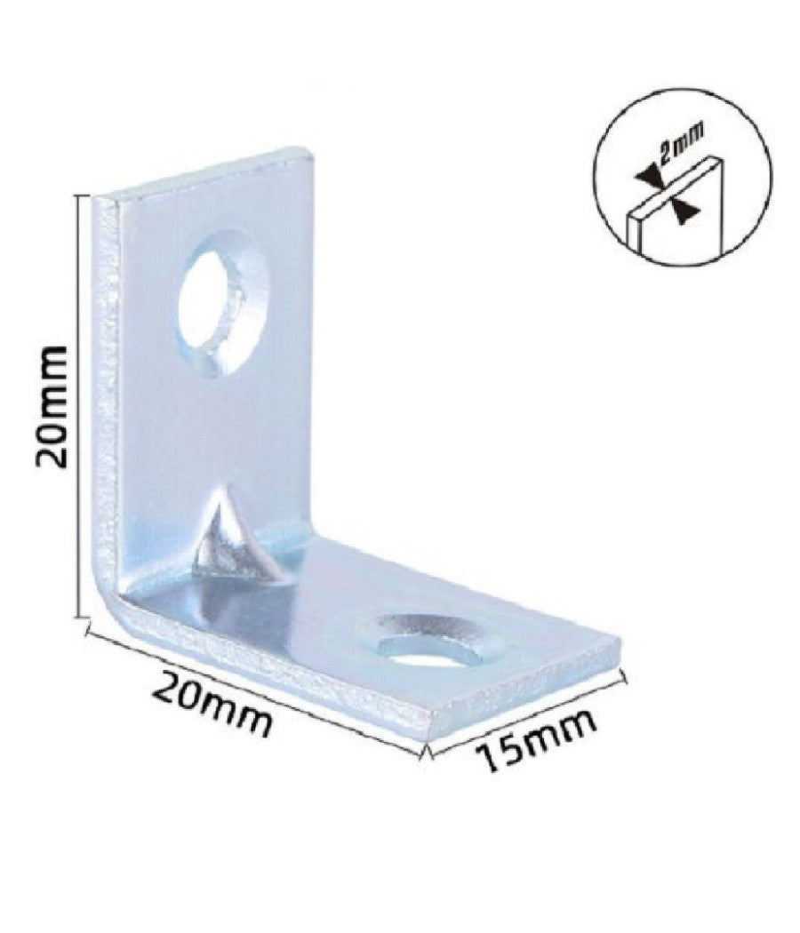 Set 4 Pezzi Lastrine Lastrina Ad Angolo 20x20x15x2mm Con Viti Per Mobili 57109         