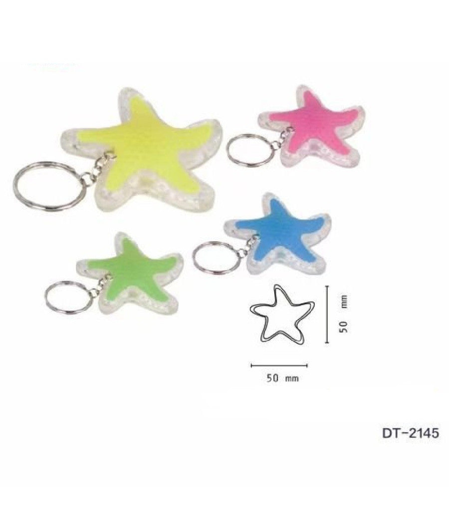 Set 4 Pezzi Mini Torcia Led Portachiavi A Forma Di Stella Tascabile 50mm Dt-2145         