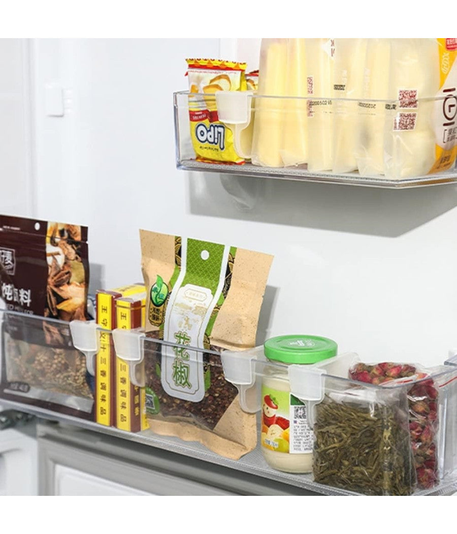 Set 4 Pezzi Organizzatori Divisori Scomparti In Plastica Per Frigorifero Cucina         