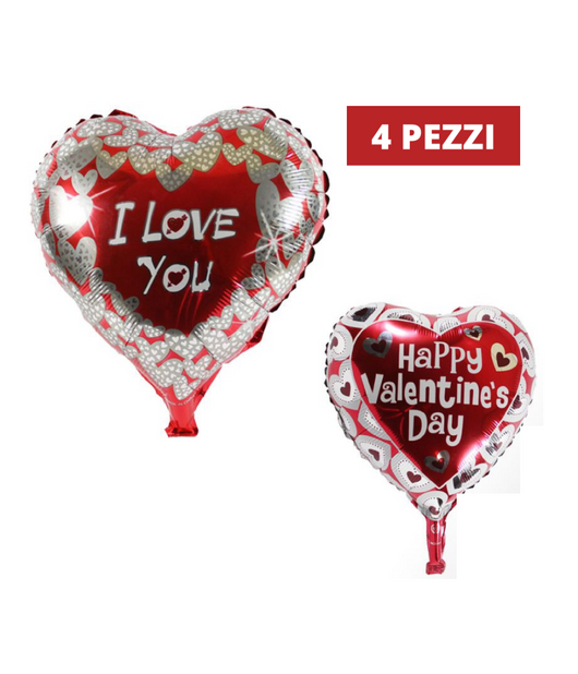 Set 4 Pezzi Palloncini Cuori I Love You Gonfiabili Addobbi San Valentino Festa         