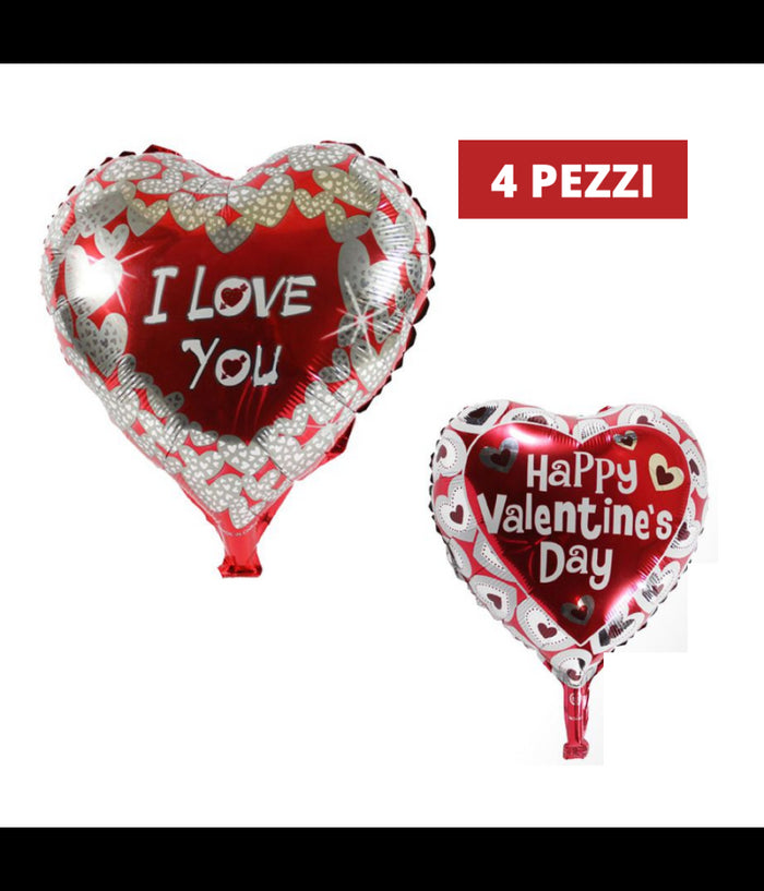 Set 4 Pezzi Palloncini Cuori I Love You Gonfiabili Addobbi San Valentino Festa         