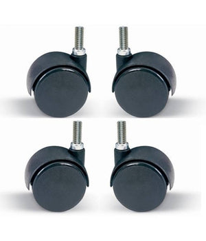 Set 4 Pezzi Ruote Girevoli 360 Gradi 50mm Per Sedia Ufficio Casa Colore Nero         