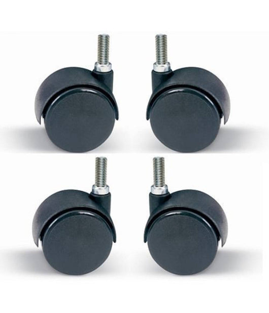 Set 4 Pezzi Ruote Girevoli 360 Gradi 50mm Per Sedia Ufficio Casa Colore Nero         