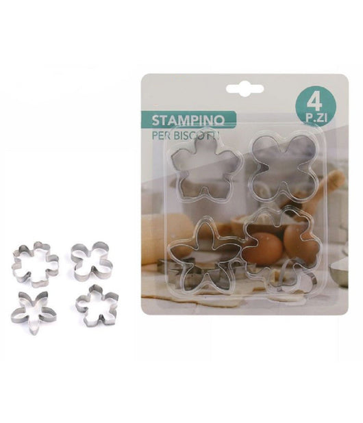 Set 4 Pezzi Stampi Stampini Forme Taglia Biscotti Dolci Pasta Forma Fiore 74127         