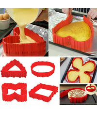 Set 4 Pezzi Stampo Torta Magico Pieghevole Crea Forme Torta Dolci In Silicone         