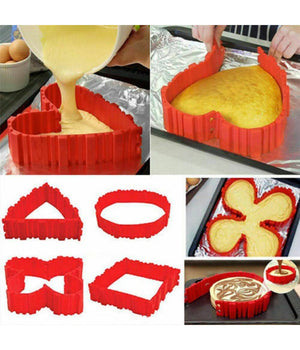 Set 4 Pezzi Stampo Torta Magico Pieghevole Crea Forme Torta Dolci In Silicone         