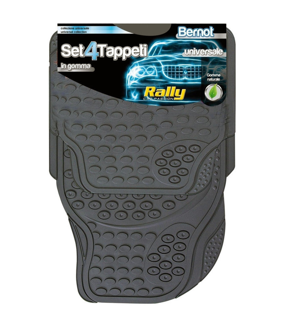 Set 4 Pezzi Tappeti Per Auto In Gomma Naturale Universale Ritagliabile         