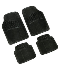 Set 4 Pezzi Tappeti Per Auto Tappetini Universali In Gomma Sintetica Pvc Nero         