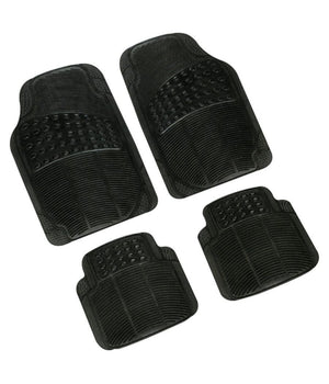 Set 4 Pezzi Tappeti Per Auto Tappetini Universali In Gomma Sintetica Pvc Nero         