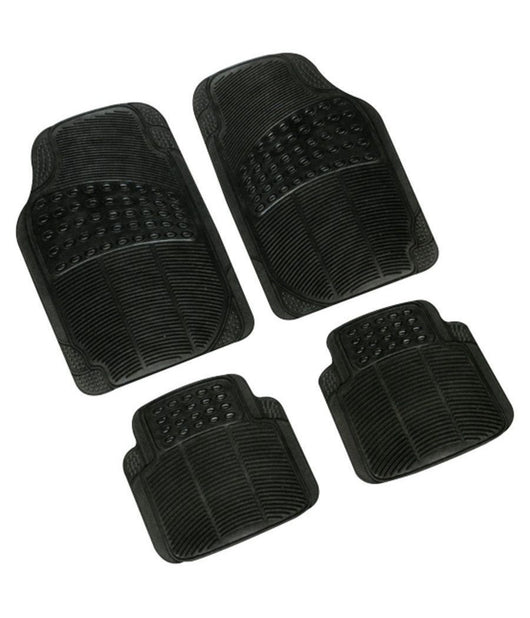 Set 4 Pezzi Tappeti Per Auto Tappetini Universali In Gomma Sintetica Pvc Nero         