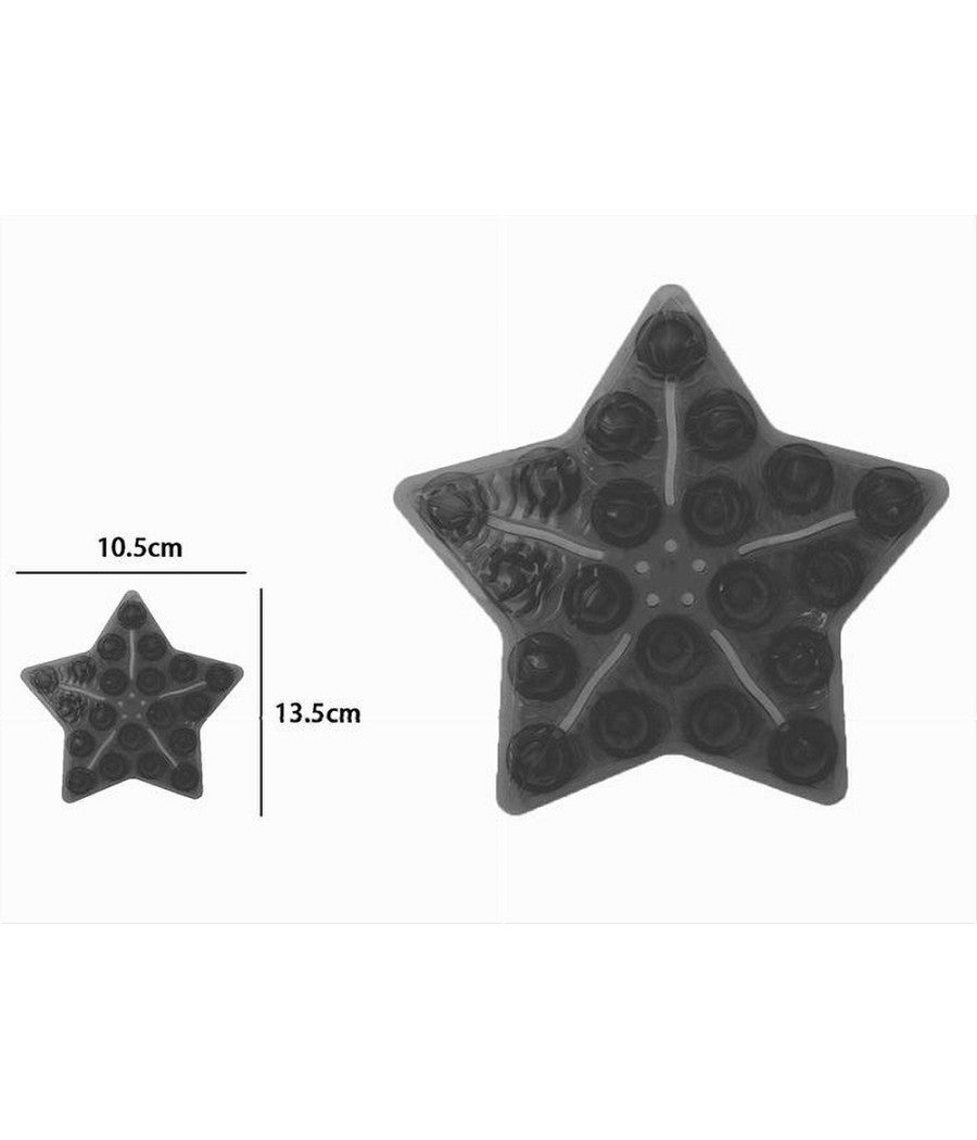 Set 4 Pezzi Tappetini Antiscivolo Nero Stella Per Doccia Vasca Con Ventosa 69767         