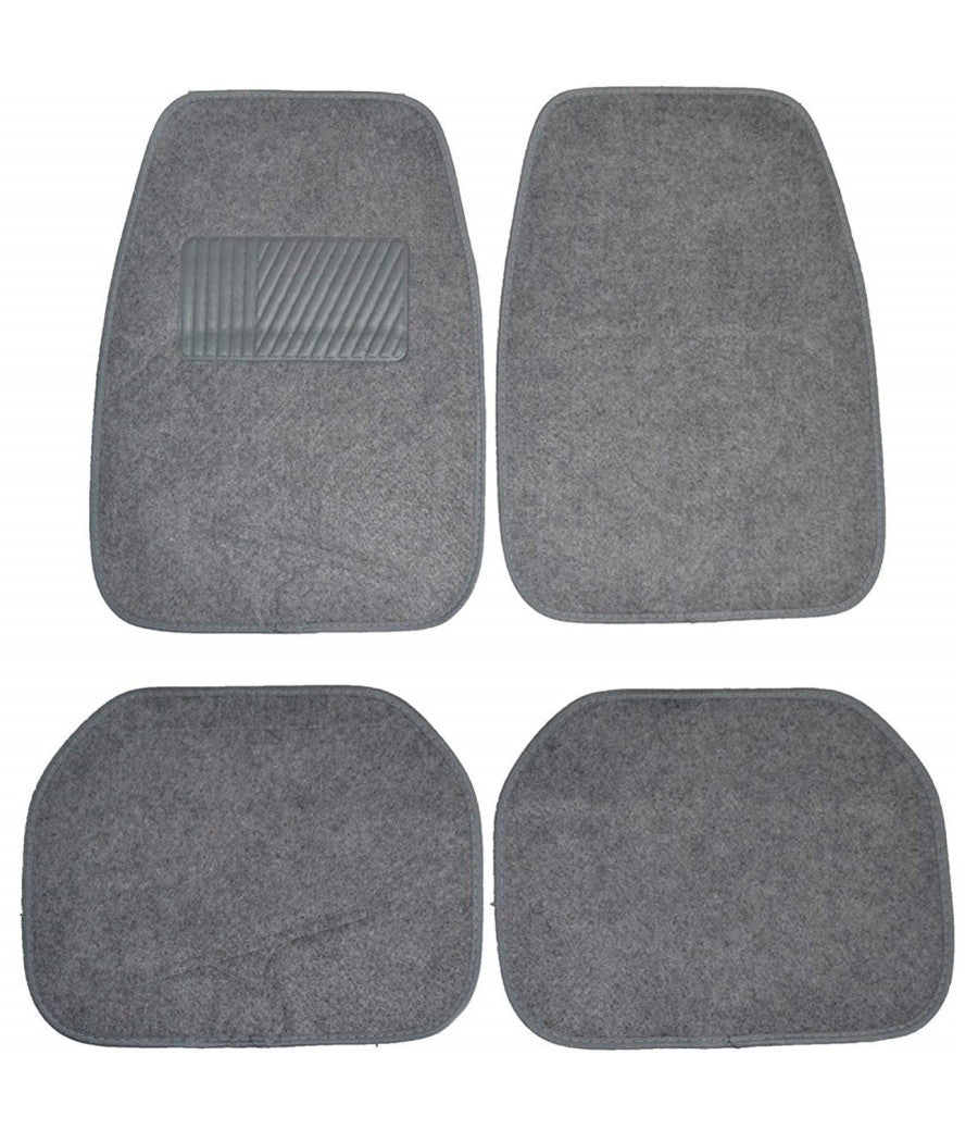 Set 4 Pezzi Tappetini Tappetino Moquette Grigio Tessuto Auto Antiscivolo         