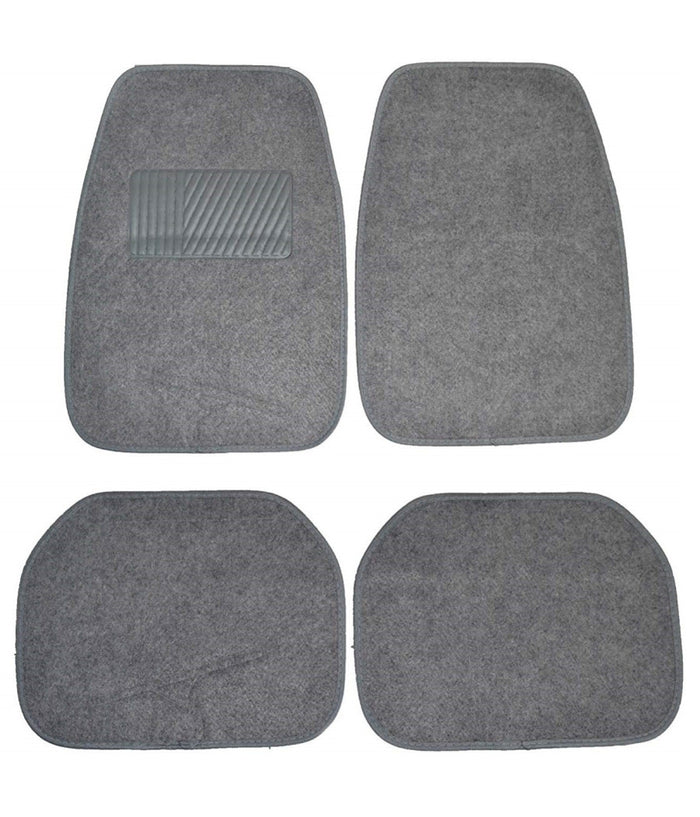 Set 4 Pezzi Tappetini Tappetino Moquette Grigio Tessuto Auto Antiscivolo         