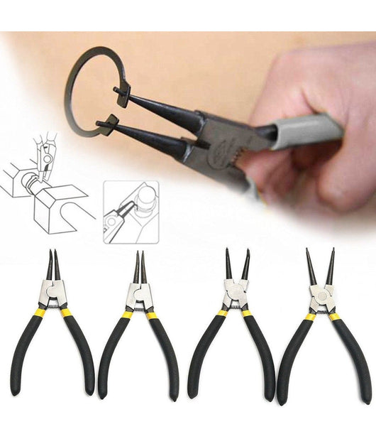 Set 4 Pinze Per Anelli Elastici Interni Esterni 170mm 7" Dritte Angolo 90°         