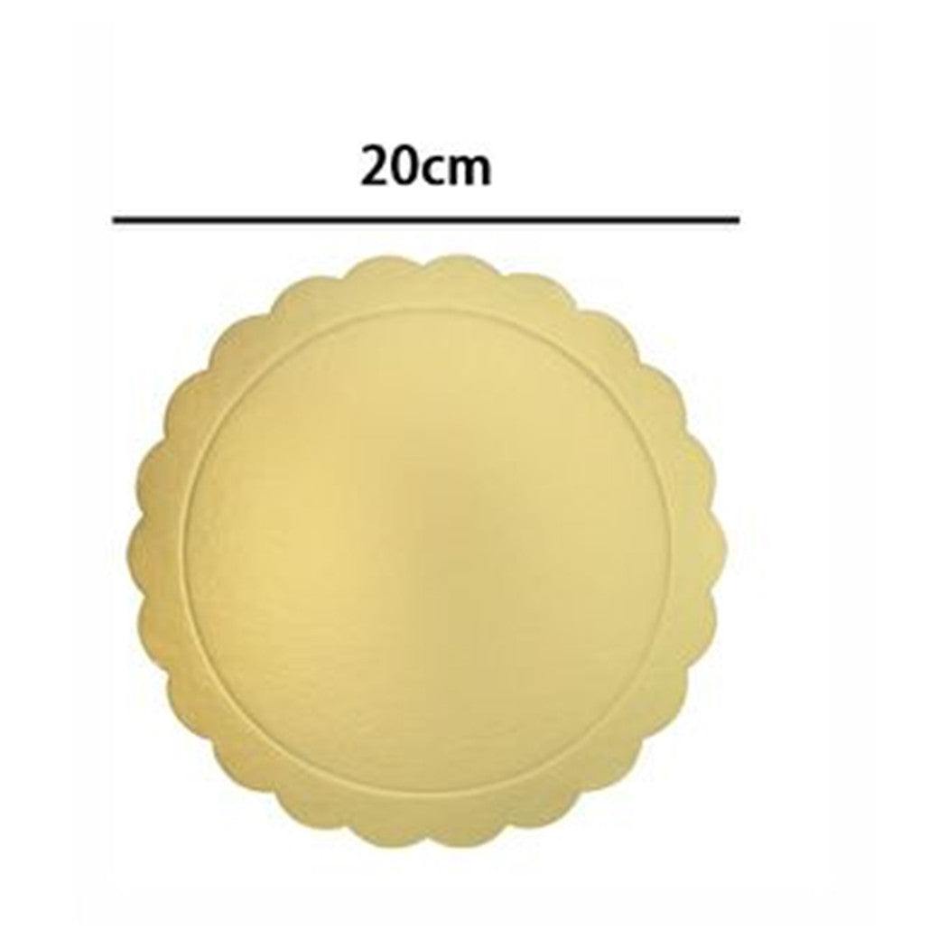 Trade Shop - Set 4 Pz Base Per Torta Rotonda Piatto Sottotorta Dorato 20 Cm Con Bordino 31159         